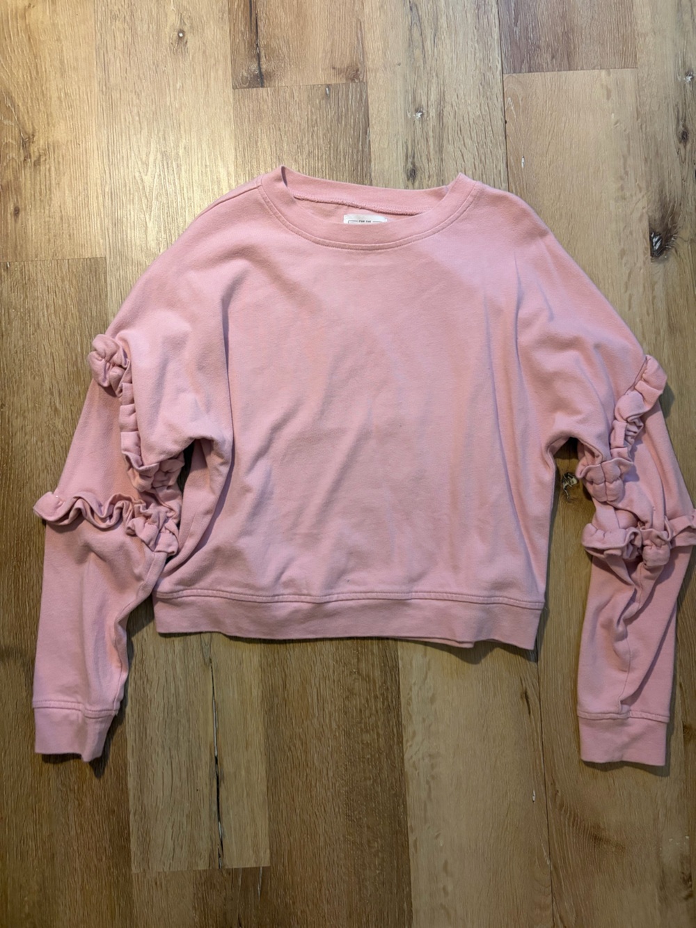 For The Republic Pink Ruffle Sleeve Sweatshirt